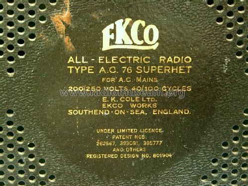 Round Ekco AC76; Ekco, E.K.Cole Ltd.; (ID = 1388495) Radio