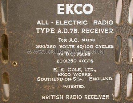Round Ekco AD75; Ekco, E.K.Cole Ltd.; (ID = 679458) Radio
