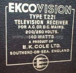 T221; Ekco, E.K.Cole Ltd.; (ID = 217756) Televisore