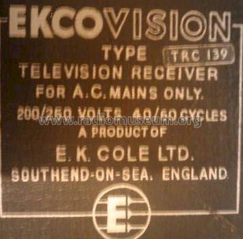TRC139; Ekco, E.K.Cole Ltd.; (ID = 683369) TV Radio