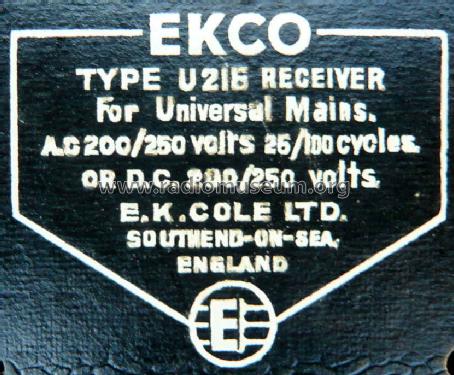 U216; Ekco, E.K.Cole Ltd.; (ID = 616958) Radio