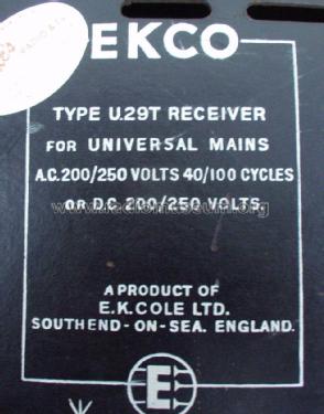 U29T; Ekco, E.K.Cole Ltd.; (ID = 2616374) Radio