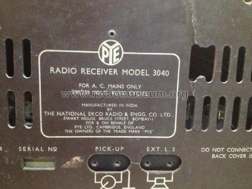 PYE 3040; Ekco India, National (ID = 2611354) Radio