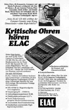 HiFi-Stereo-Recorder CD400; Elac Electroacustic (ID = 741366) Ton-Bild