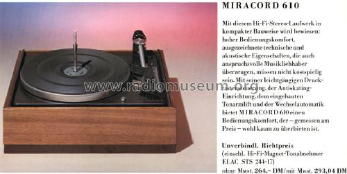 Miracord 610; Elac Electroacustic (ID = 735935) R-Player