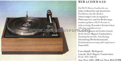 Miracord 630; Elac Electroacustic (ID = 735936) Ton-Bild