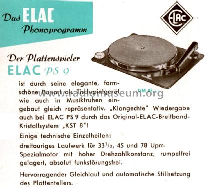 PS9; Elac Electroacustic (ID = 736542) Enrég.-R