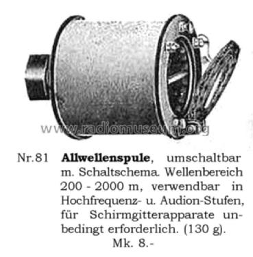 Allwellenspule Nr.81; Eldoradio, Mundt & (ID = 1814860) Radio part