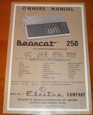 Bearcat 250 BC-250FB; Electra Co. / Corp. (ID = 1519413) Commercial Re
