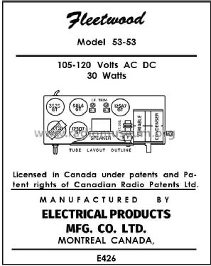Fleetwood 53-53 ; Electrical Products (ID = 2880541) Radio