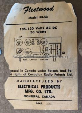 Fleetwood 53-53 ; Electrical Products (ID = 2924499) Radio