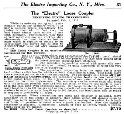 Electro Loose Coupler 1914 version Cat. No. 12002; Electro Importing Co (ID = 1332281) mod-pre26
