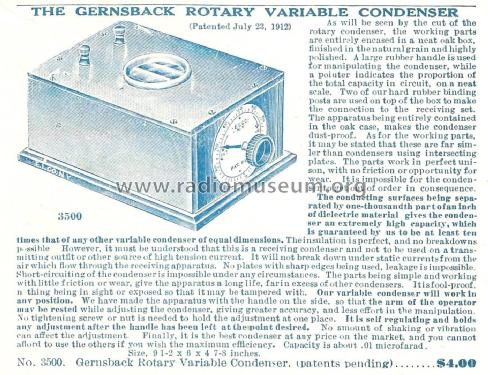 Gernsback Rotary Variable Condenser No. 3500; Electro Importing Co (ID = 1978406) Radio part