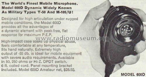 600D; Electro-Voice Inc.; (ID = 2059851) Microphone/PU