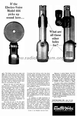 Cardioid Microphone 666; Electro-Voice Inc.; (ID = 1797748) Microphone/PU
