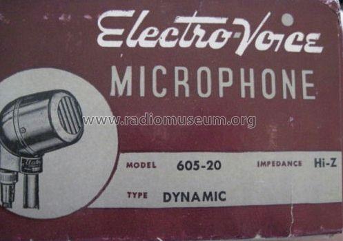 Dynamic Microphone 605-20; Electro-Voice Inc.; (ID = 820258) Microphone/PU