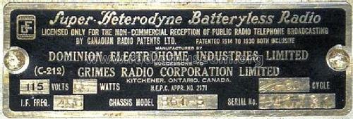 861-S ; Electrohome Dominion (ID = 1774640) Radio