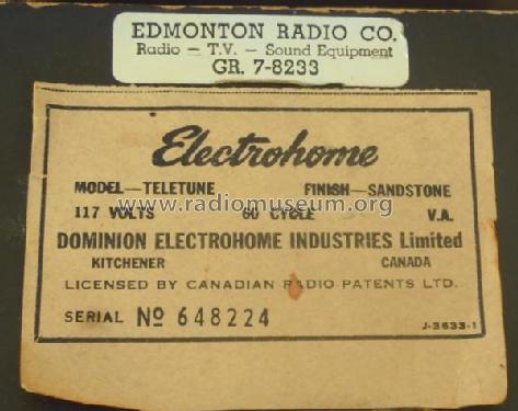 Teletune ; Electrohome Dominion (ID = 2576050) Radio