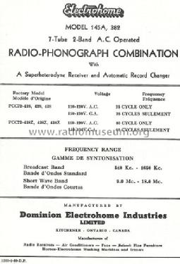 145A ; Electrohome Dominion (ID = 811310) Radio
