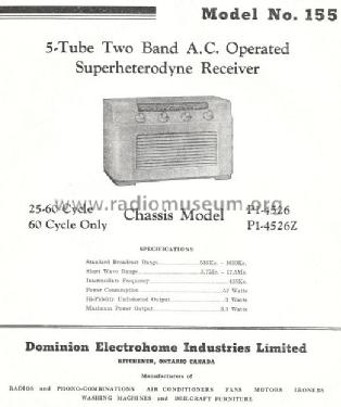155 1-4526; Electrohome Dominion (ID = 793598) Radio
