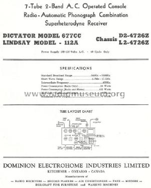 Dictator 677CC Ch= D2-4726Z; Electrohome Dominion (ID = 766541) Radio