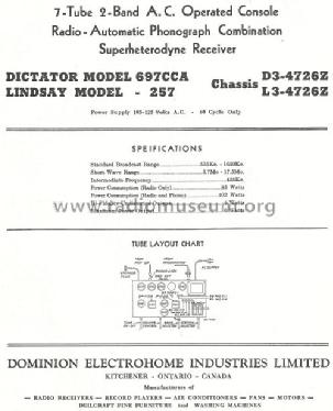 Lindsay 257 Ch= L3-4726Z; Electrohome Dominion (ID = 766532) Radio