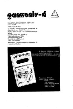 Univerzal Digital Meter Ganzuniv-D; Elektromos (ID = 1885713) Equipment