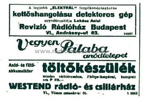 Kettős hangolású detektoros gép - Dual Tuning Detector Device ; Elektral - Revízió R (ID = 2445580) Detektor