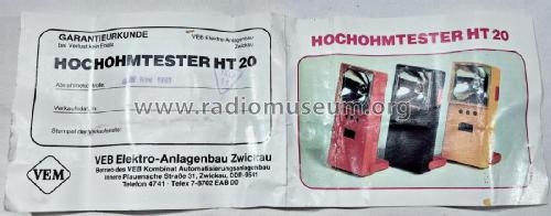 Hochohmtester HT20; Elektro-Anlagenbau (ID = 2935749) Equipment