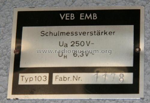 Schulmessverstärker 103 SV 58/44; Elektro-Mechanik (ID = 2209456) teaching
