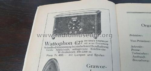 Wattophon B4/27; Elektro-Watt GmbH, (ID = 2657134) Radio
