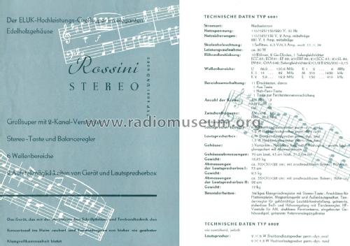 Rossini Stereo 6001; Elektroakustik (ID = 1976180) Radio