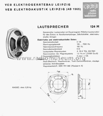 Lautsprecherchassis 124M; Elektrogerätebau (ID = 1924173) Speaker-P