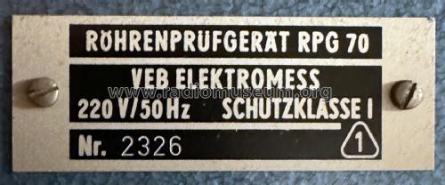 Röhrenprüfgerät RPG70; Elektromess Dresden; (ID = 3101887) Equipment