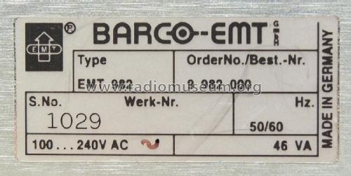 Professional CD Player Barco EMT 982; Elektromesstechnik (ID = 1724936) R-Player