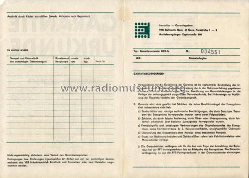 Kassettenrecorder KDG-U ; Elektronik Gera, VEB (ID = 2597285) Reg-Riprod