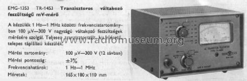 A.C. Transistor Voltmeter 1353/ TR-1453; EMG, Orion-EMG, (ID = 766058) Equipment