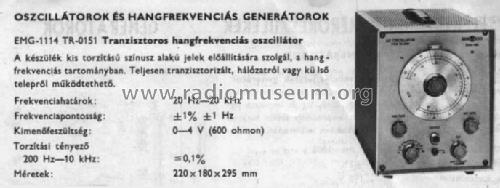 AF Oscillator 1114 / TR-0151; EMG, Orion-EMG, (ID = 766063) Equipment