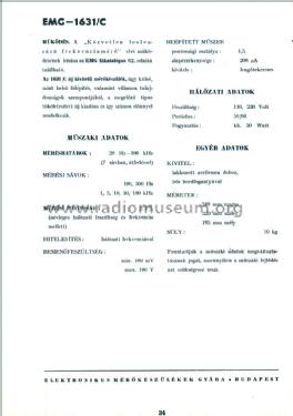 Direct Reading Frequency Meter 1631C; EMG, Orion-EMG, (ID = 2088094) Equipment