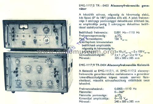 Low Frequency Generator 1117/2 / TR-0403; EMG, Orion-EMG, (ID = 913245) Equipment