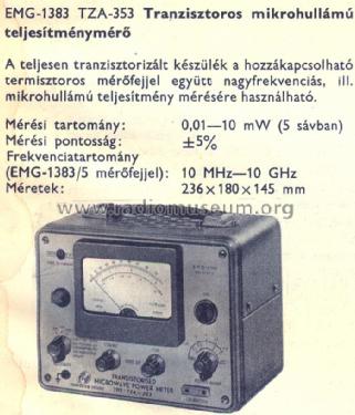 Microwave Power Meter 1383 / TZA-353; EMG, Orion-EMG, (ID = 913315) Equipment