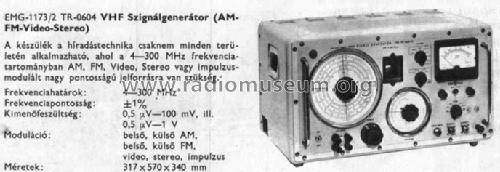 VHF Signal Generator 1173/2 / TR-0604; EMG, Orion-EMG, (ID = 766052) Equipment