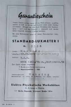 Standard-Luxmeter ; Elektrophysik Berlin (ID = 2012265) Equipment