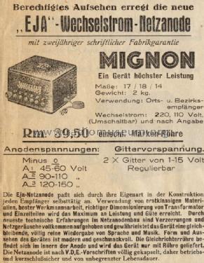 Netzanode Mignon I/II; Elektrosignal G.m.b. (ID = 1313345) Power-S