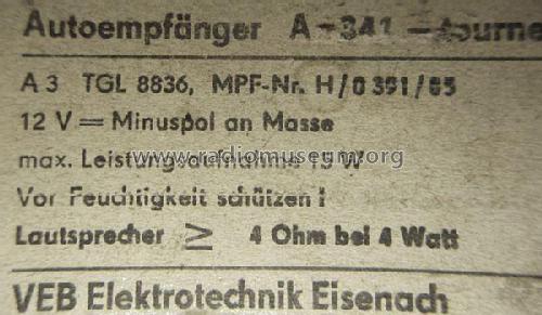 Tournee A341; Elektrotechnik (ID = 1917286) Car Radio