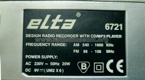 Portable CD/MP3 Radio Cassette Recorder 6721; Elta GmbH, Rödermark (ID = 2763241) Radio