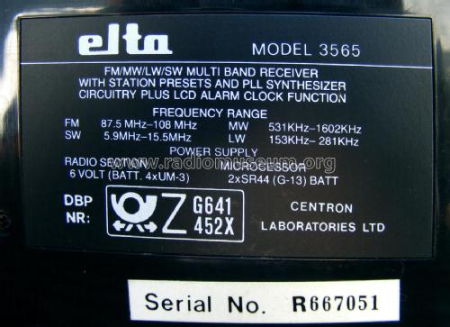 FM/MW/LW/SW Multi Band Receiver 3565; Elta GmbH, Rödermark (ID = 2141202) Radio