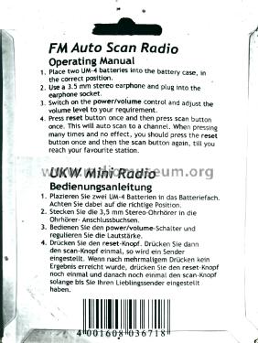 UKW Mini Radio mit Lampe 3671; Elta GmbH, Rödermark (ID = 2577090) Radio
