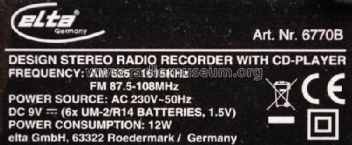 Portable Stereo CD Radio Cassette Recorder 6770B; Elta GmbH, Rödermark (ID = 1075821) Radio