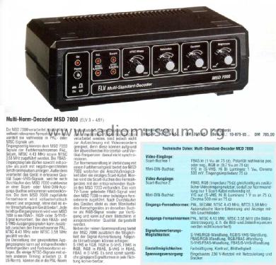 Multinorm Decoder MSD 7000; ELV Elektronik AG; (ID = 1110723) Misc